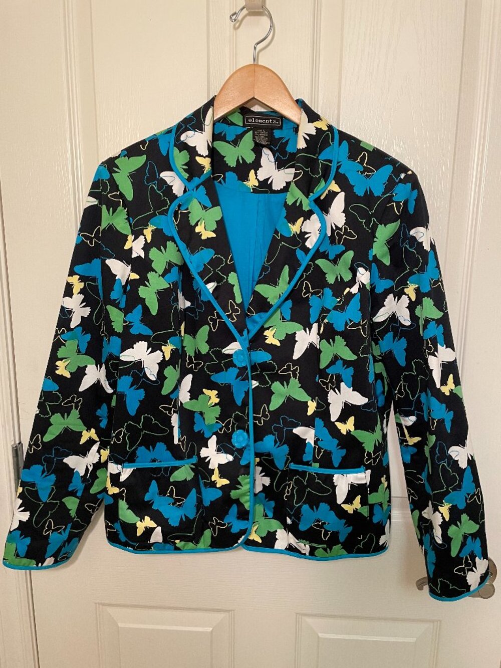 ELEMENTZ FULLY LINED BLAZER BUTTERFLY PRINT SIZE L